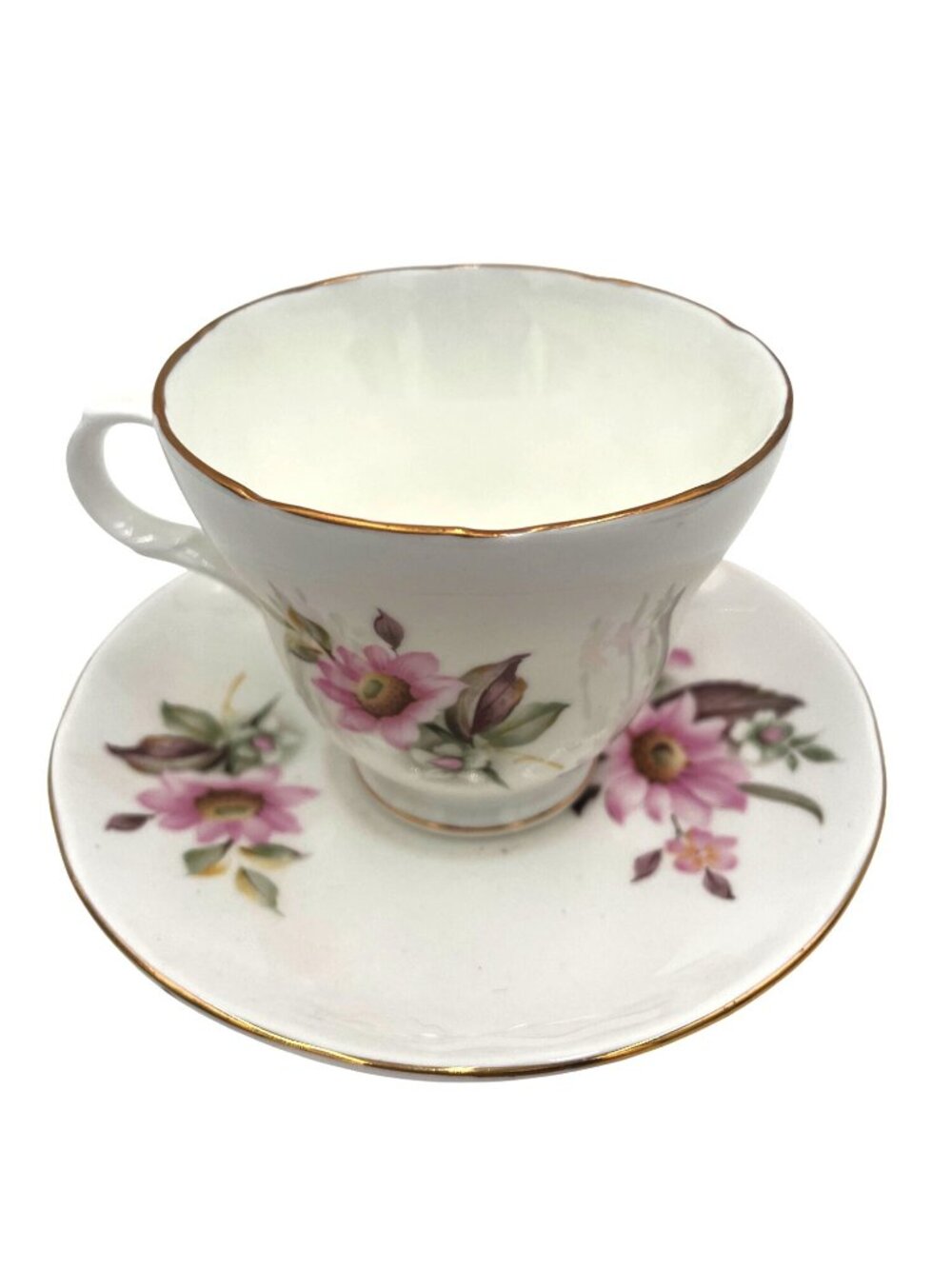 Crown Trent Fine Bone China Floral Tea Cup & Saucer Set Made In England